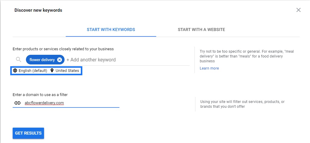 Google Ads discover new keywords search