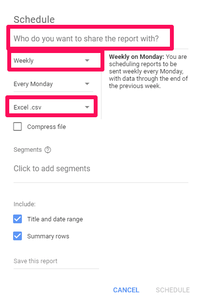 adwords schedule report