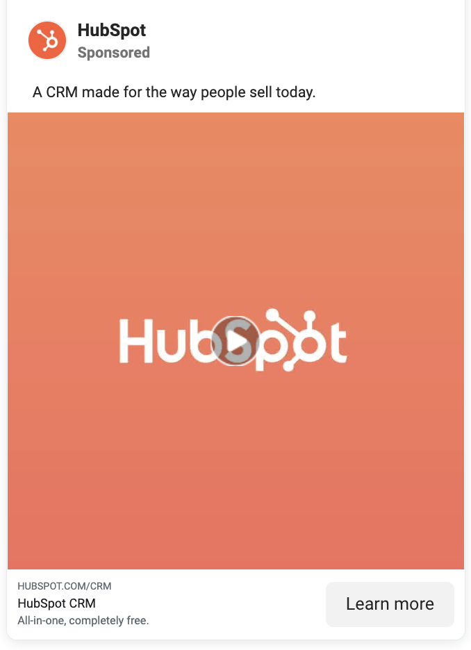 Instagram video ad example from Hubspot