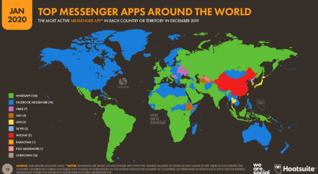 Image showing top Messenger apps around the world