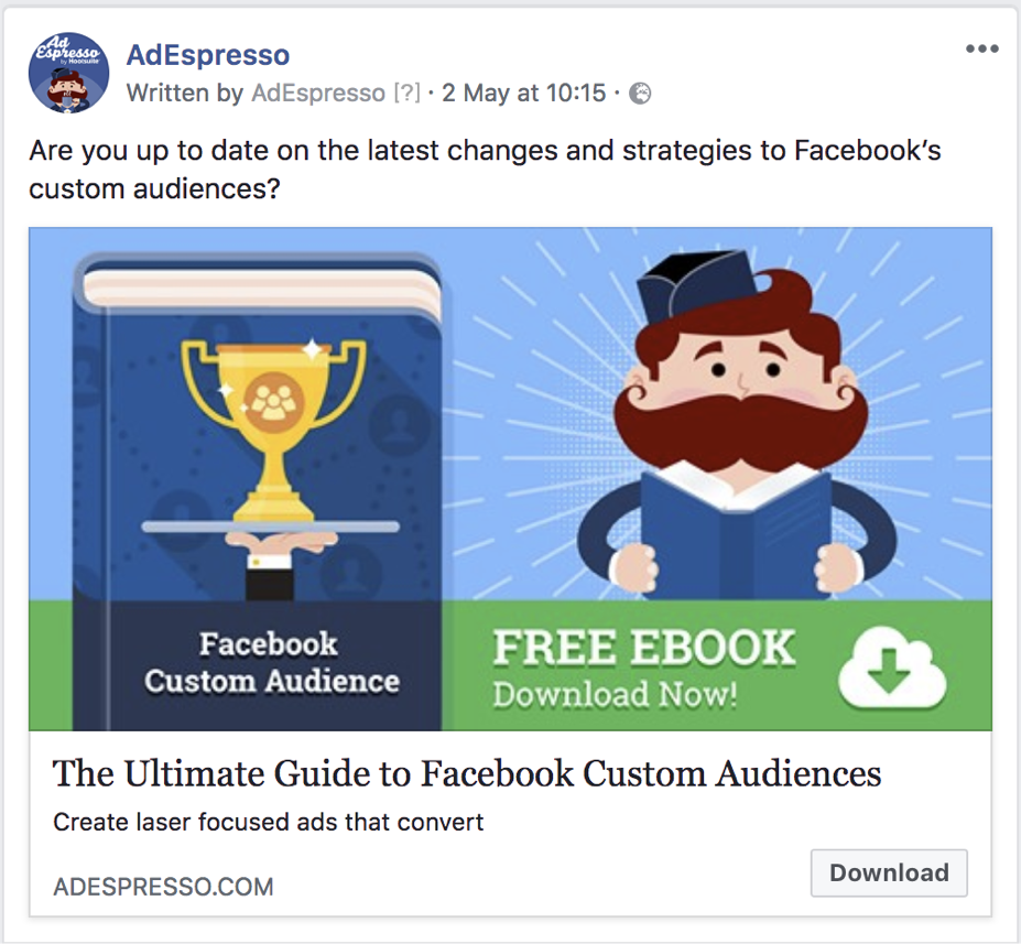 facebook ad copy length - adespresso experiment text example 2